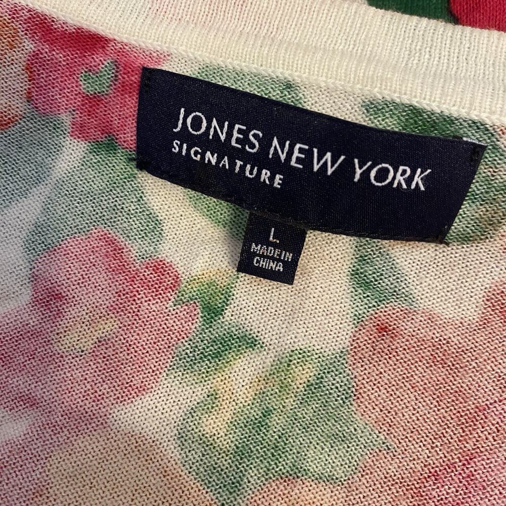 Jones NewYork Signature Women L ShelfTank Cardigan LongSleeve Floral Soft Casual - Picture 4 of 11